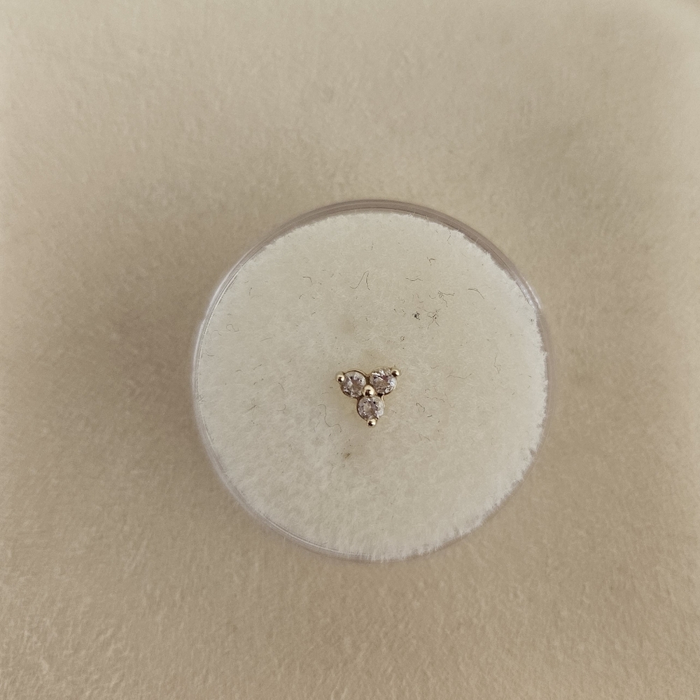 EUC Neometal 14k Yellow Gold Threadless Trinity Gem End In 16 Gauge